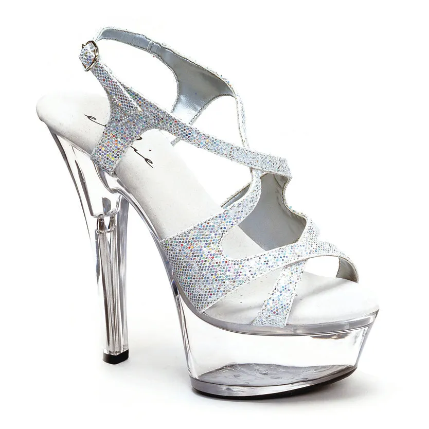 601-LANCE-G 6" Heel Silver Glitter Strappy Sandal.