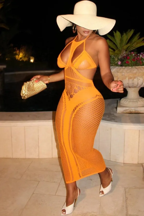 Bikini Fishnet Long Dress