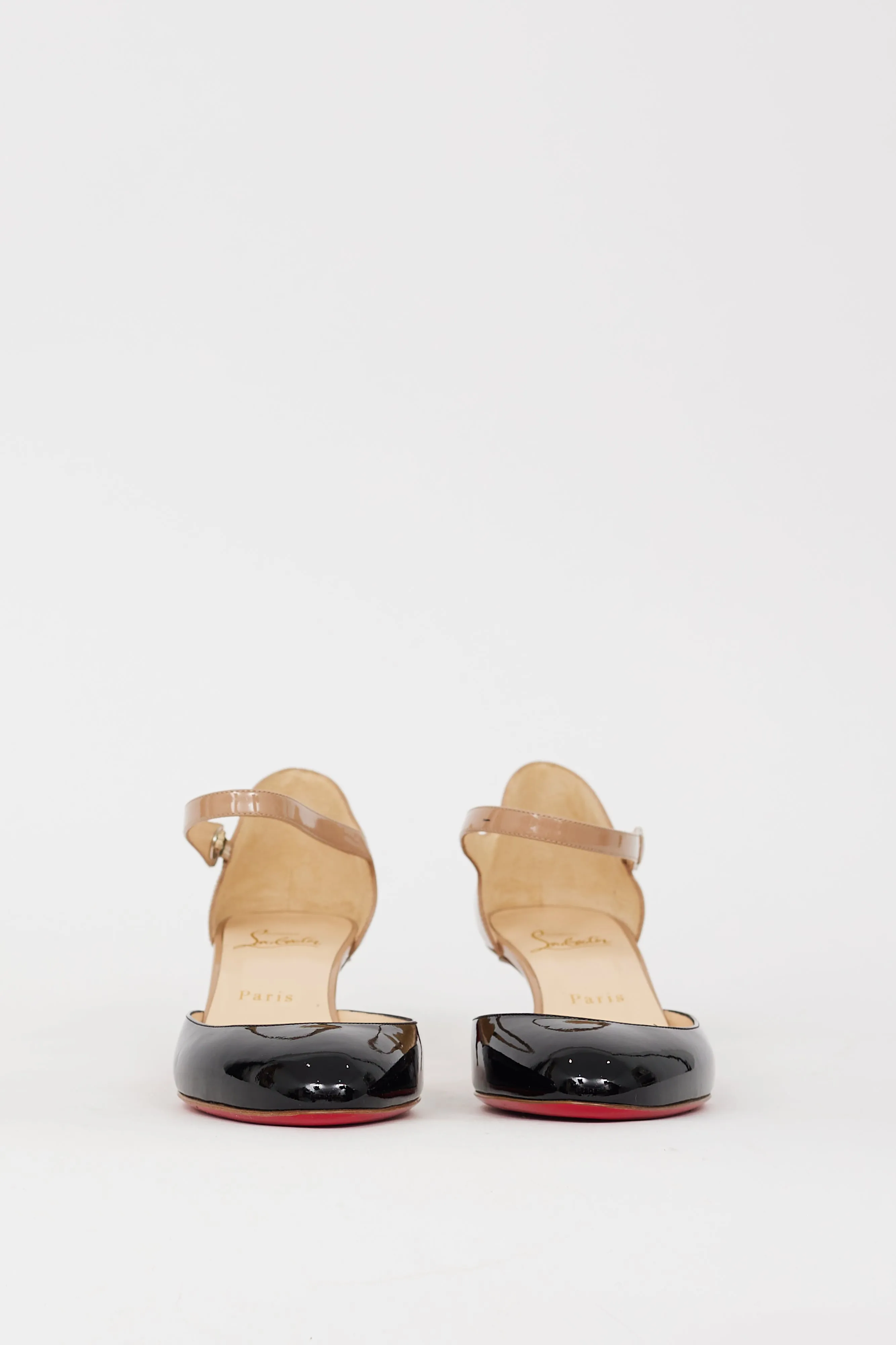Black & Beige Patent Mary Jane D'Orsay Pump