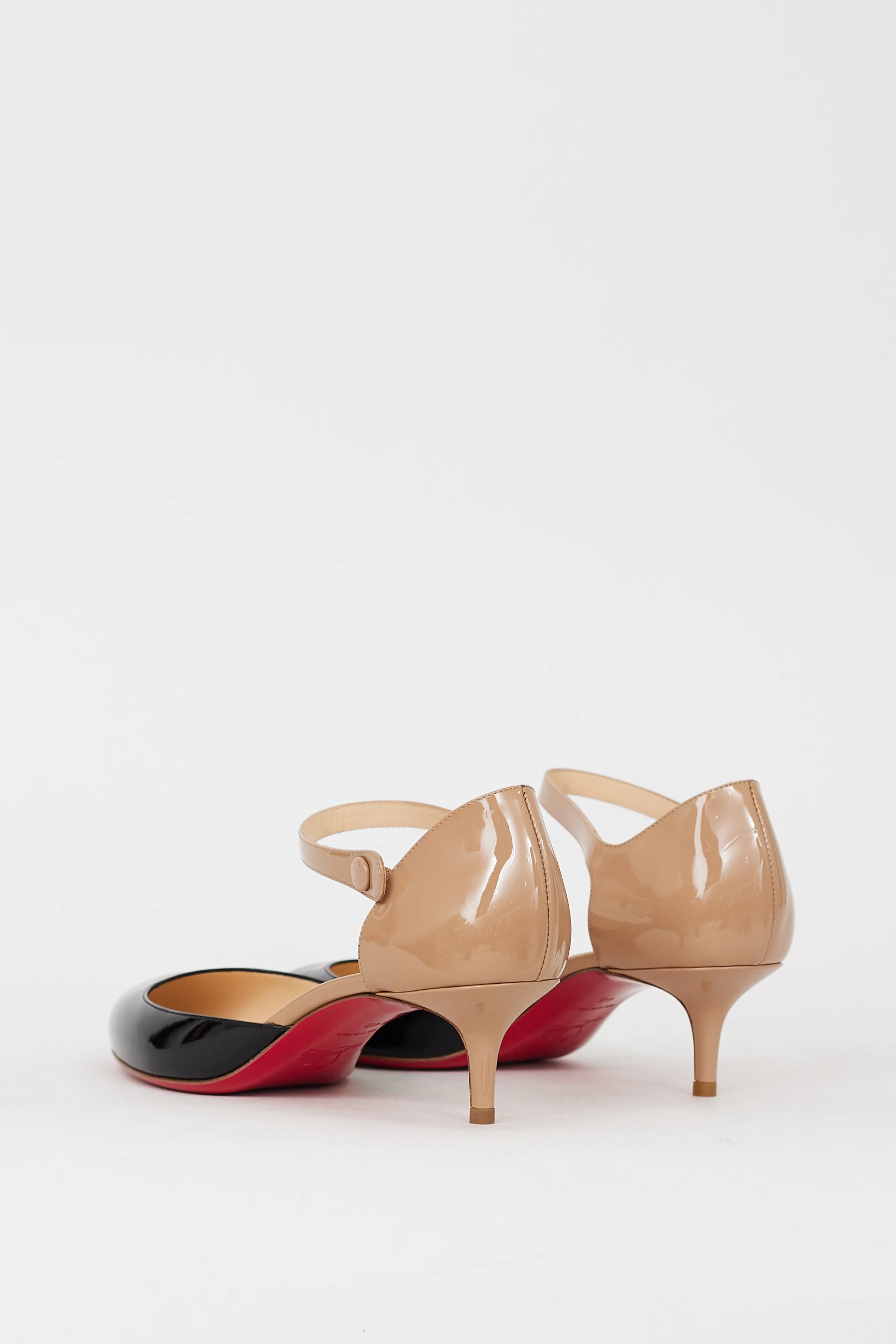 Black & Beige Patent Mary Jane D'Orsay Pump