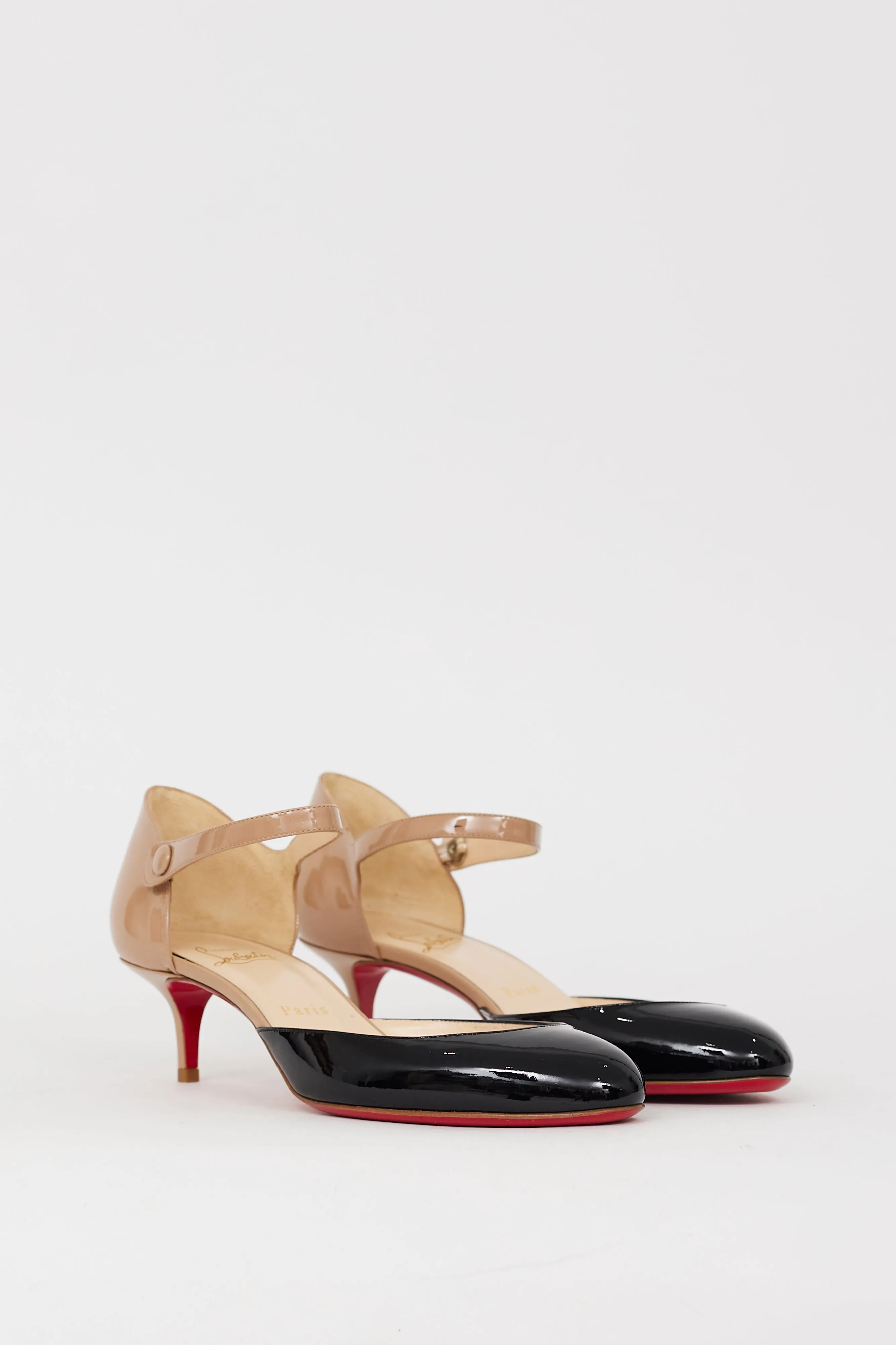 Black & Beige Patent Mary Jane D'Orsay Pump