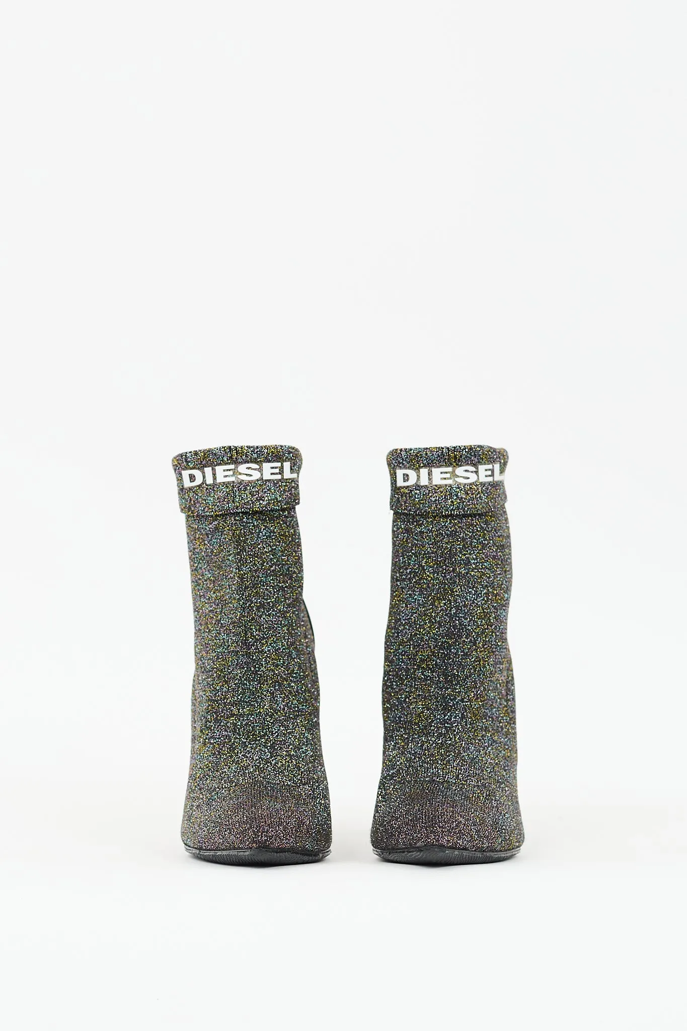 Black & Multi Sparkle D-Slanty Sock Knit Boot