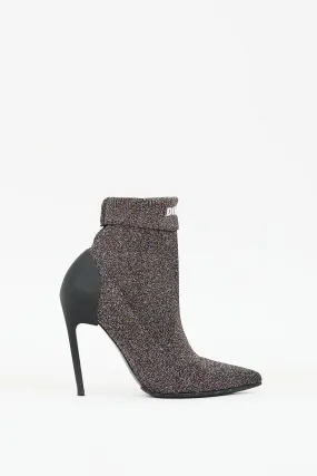 Black & Multi Sparkle D-Slanty Sock Knit Boot