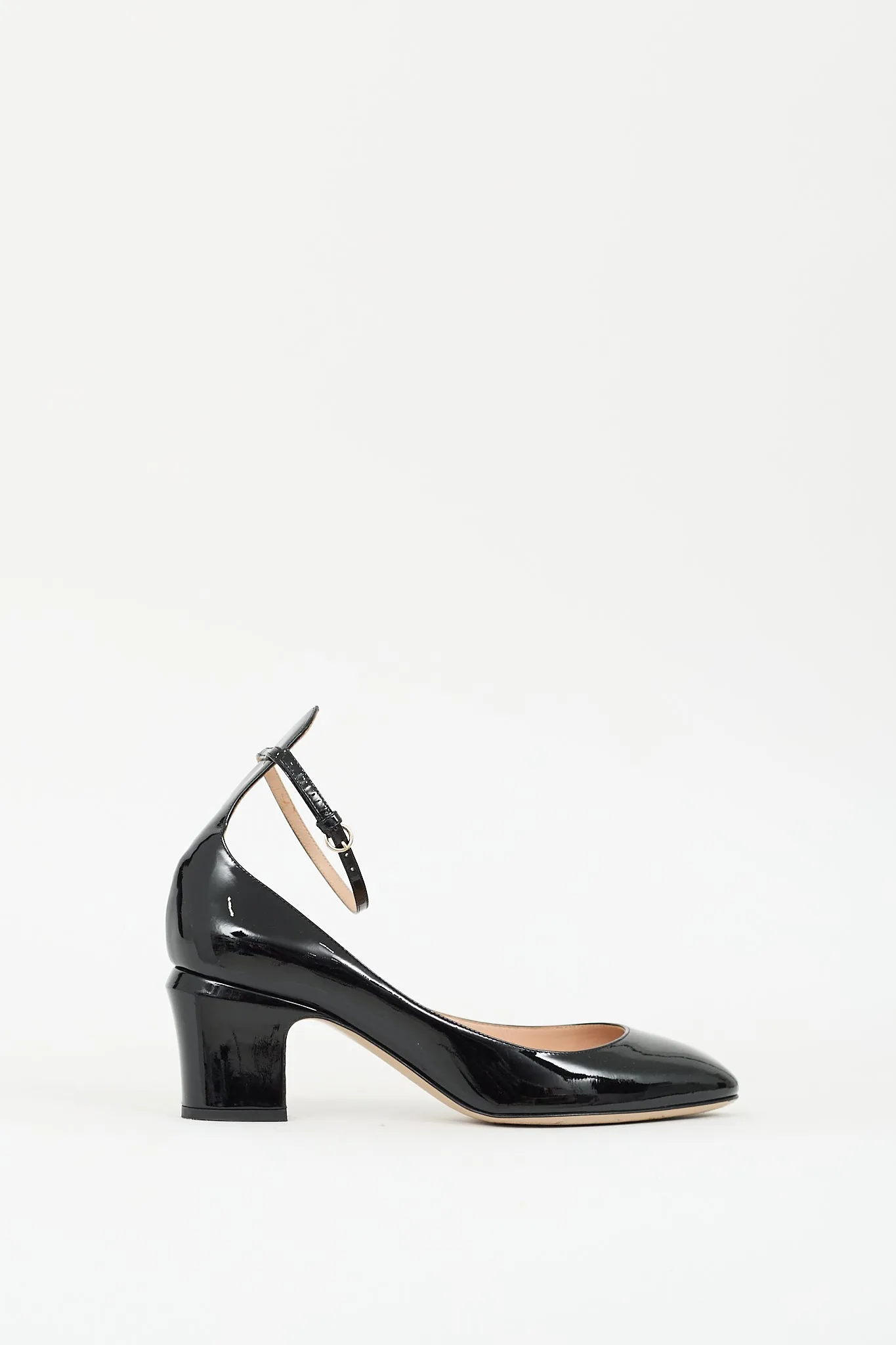 Black Patent Ankle Strap Pump