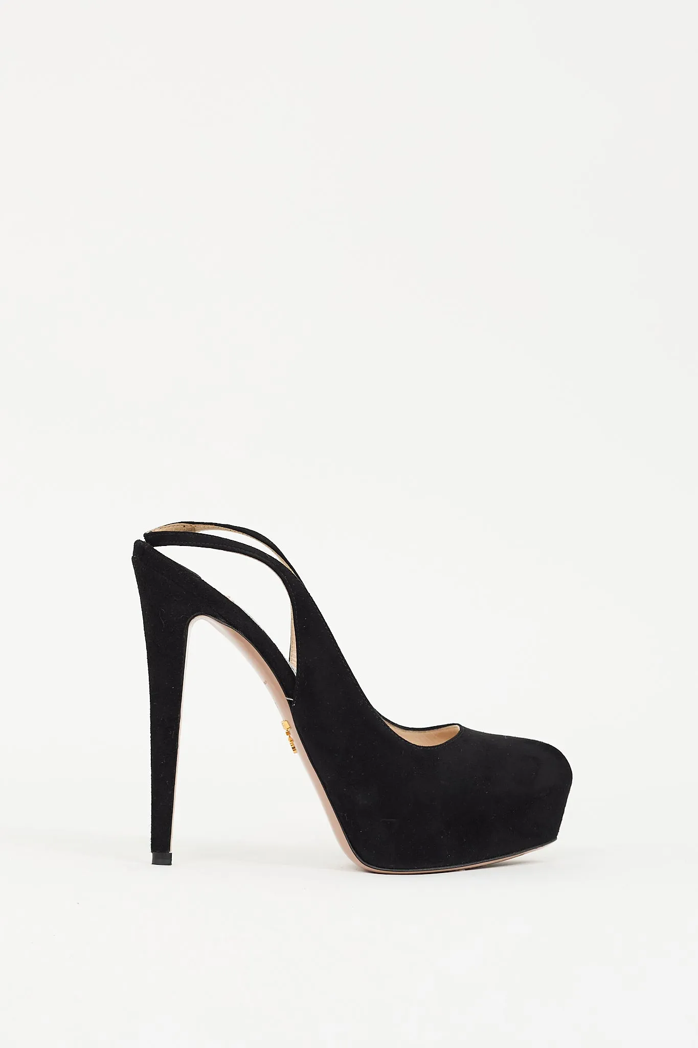 Black Suede Slingback Platform Heel