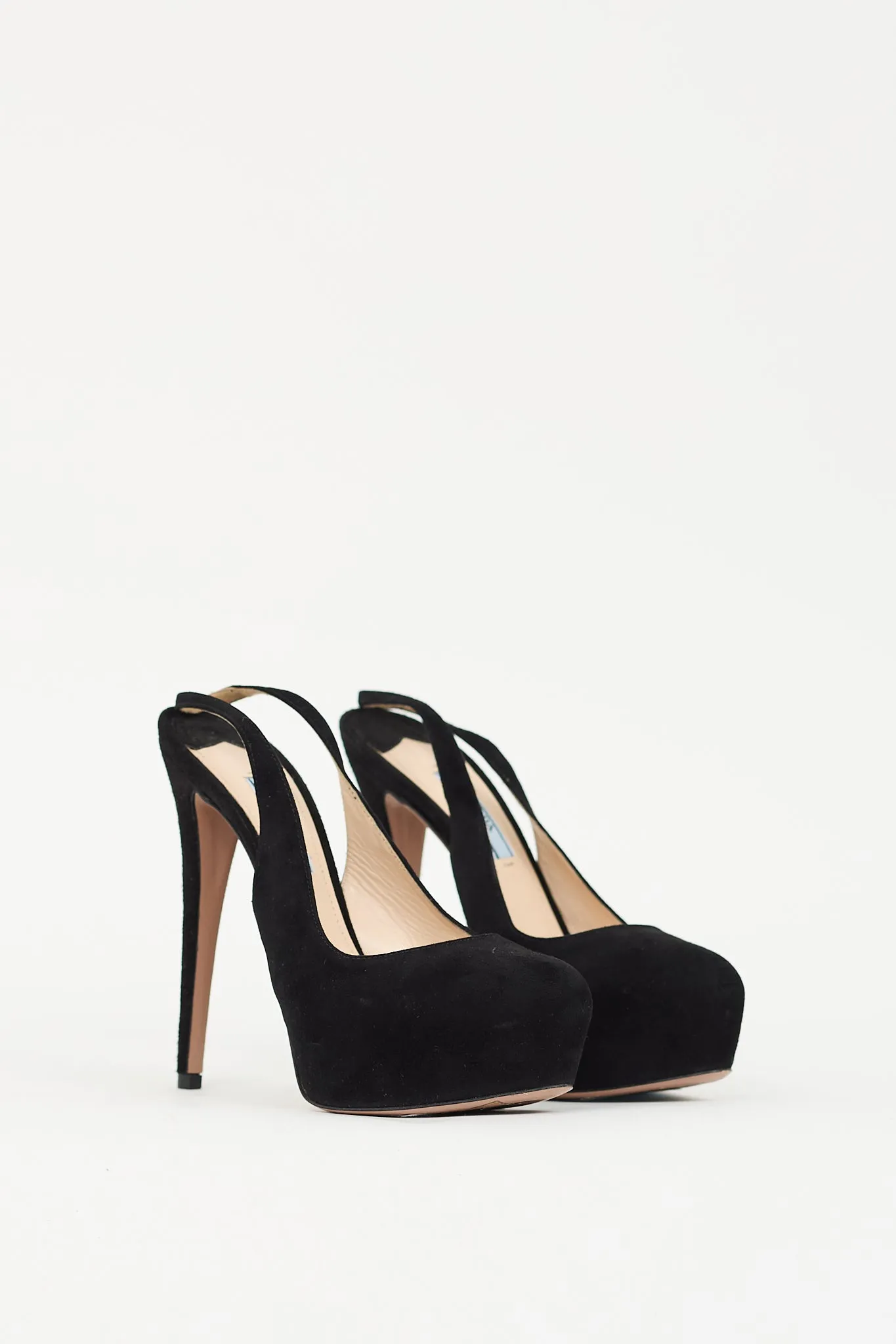 Black Suede Slingback Platform Heel