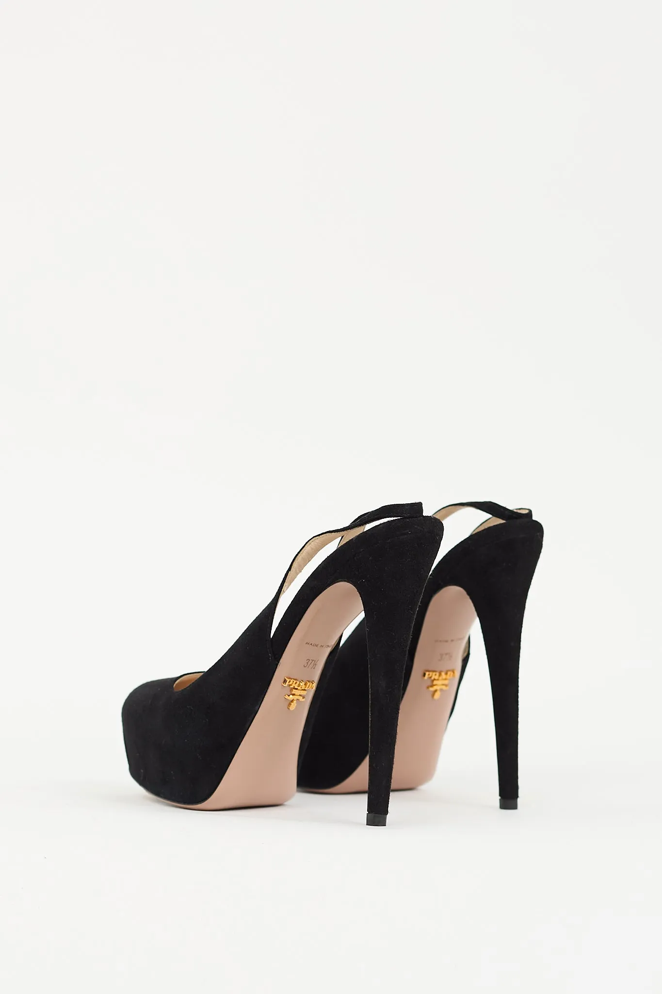 Black Suede Slingback Platform Heel