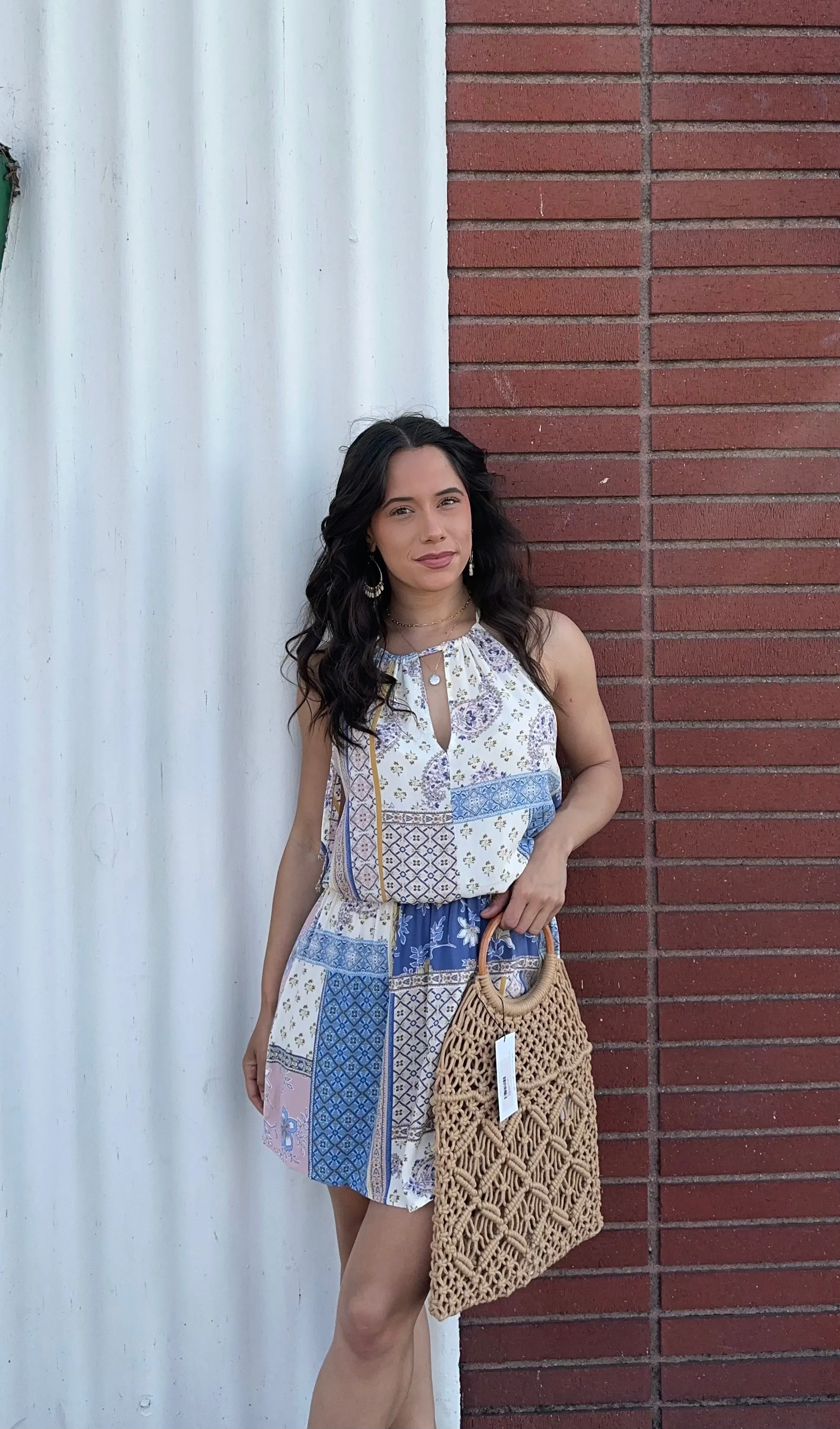 Boho Floral Patchwork Mini Dress