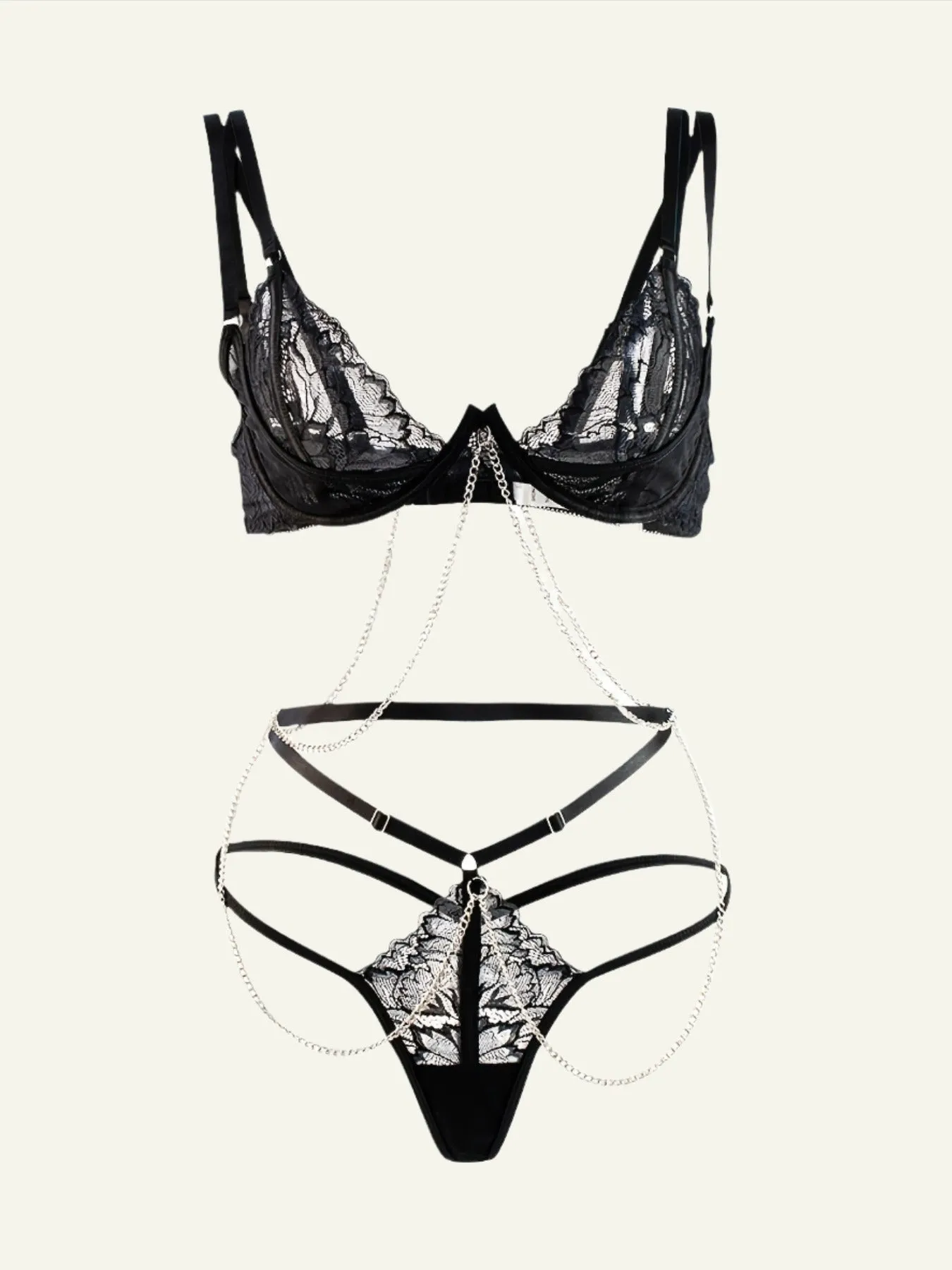 Chain Strappy Lingerie Set