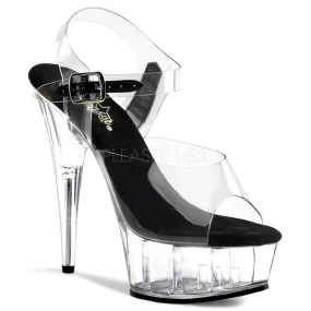 Delight-608 Clear-Black, 6" Heel