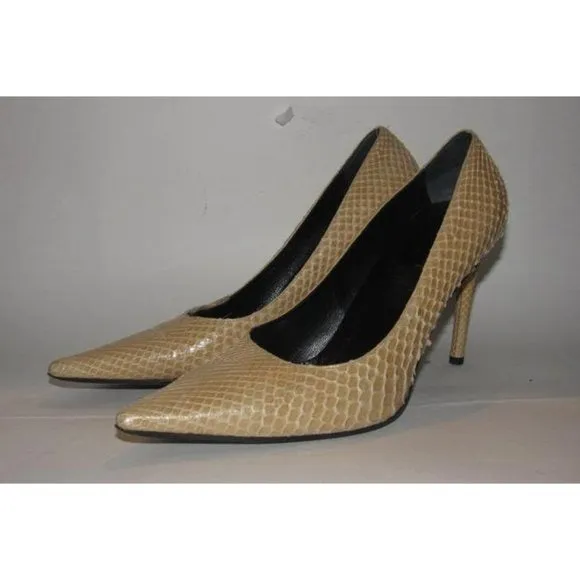 Gucci Champagne Colored Snakeskin Leather Pumps