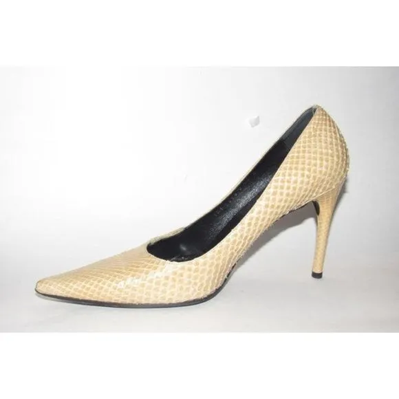 Gucci Champagne Colored Snakeskin Leather Pumps