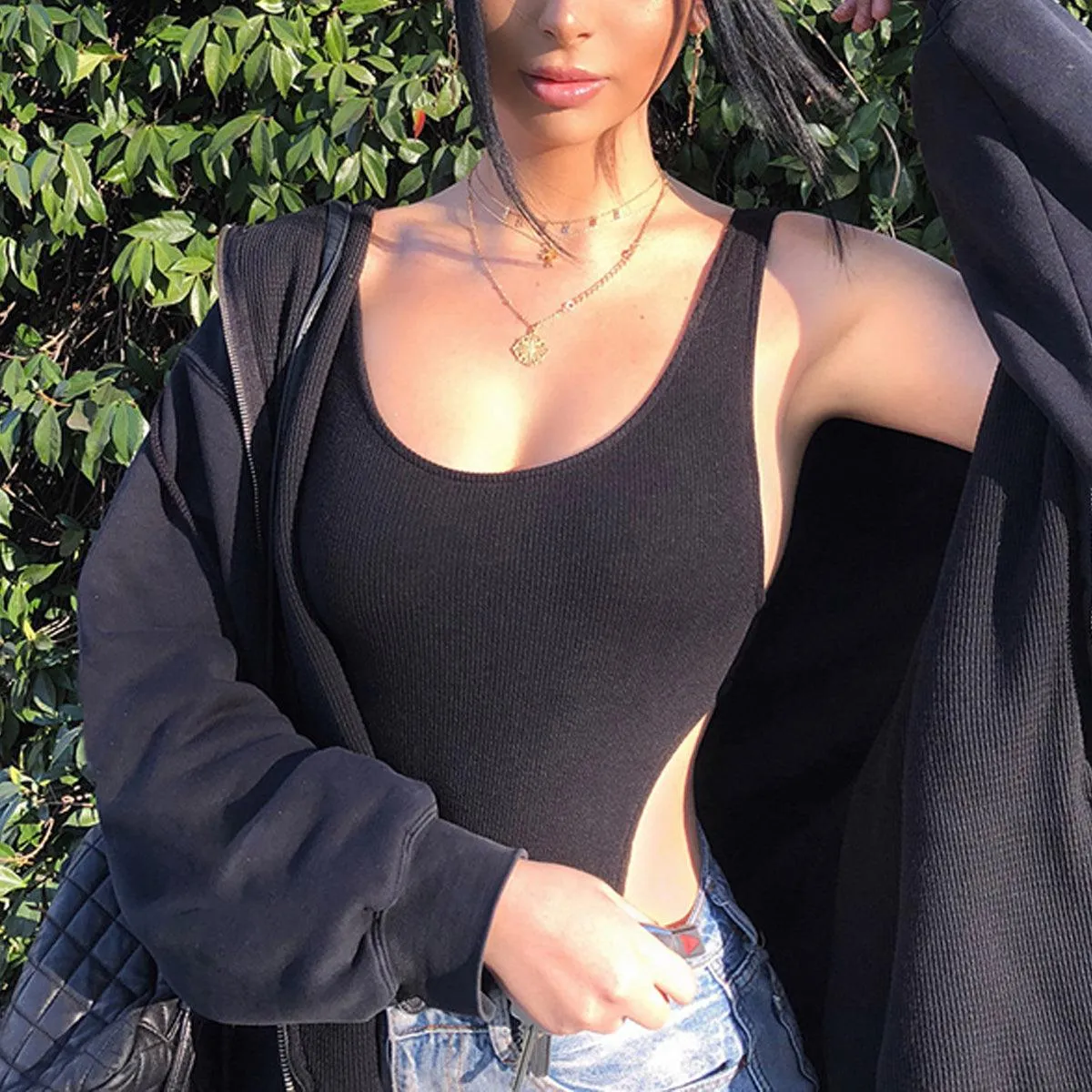 High Open Waist Baddie Bodysuit