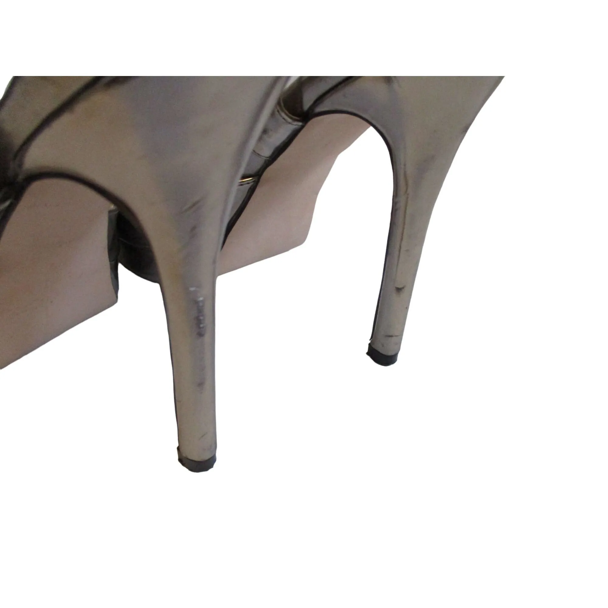 Jimmy Choo Silver Leather Slingback Sandals Stiletto Heels in Size 40
