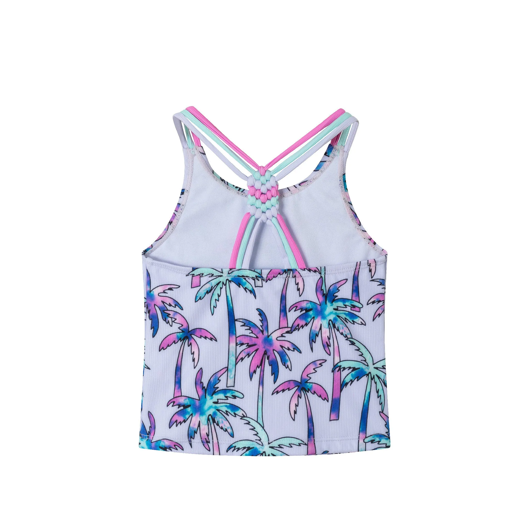 Kids (2-6x) Tankini Swimsuit Set | Purple Palm Trees