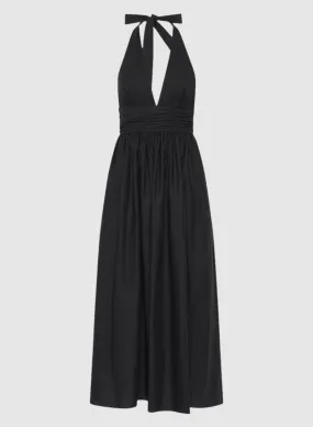 Matteau Plunge Halter Dress in Black