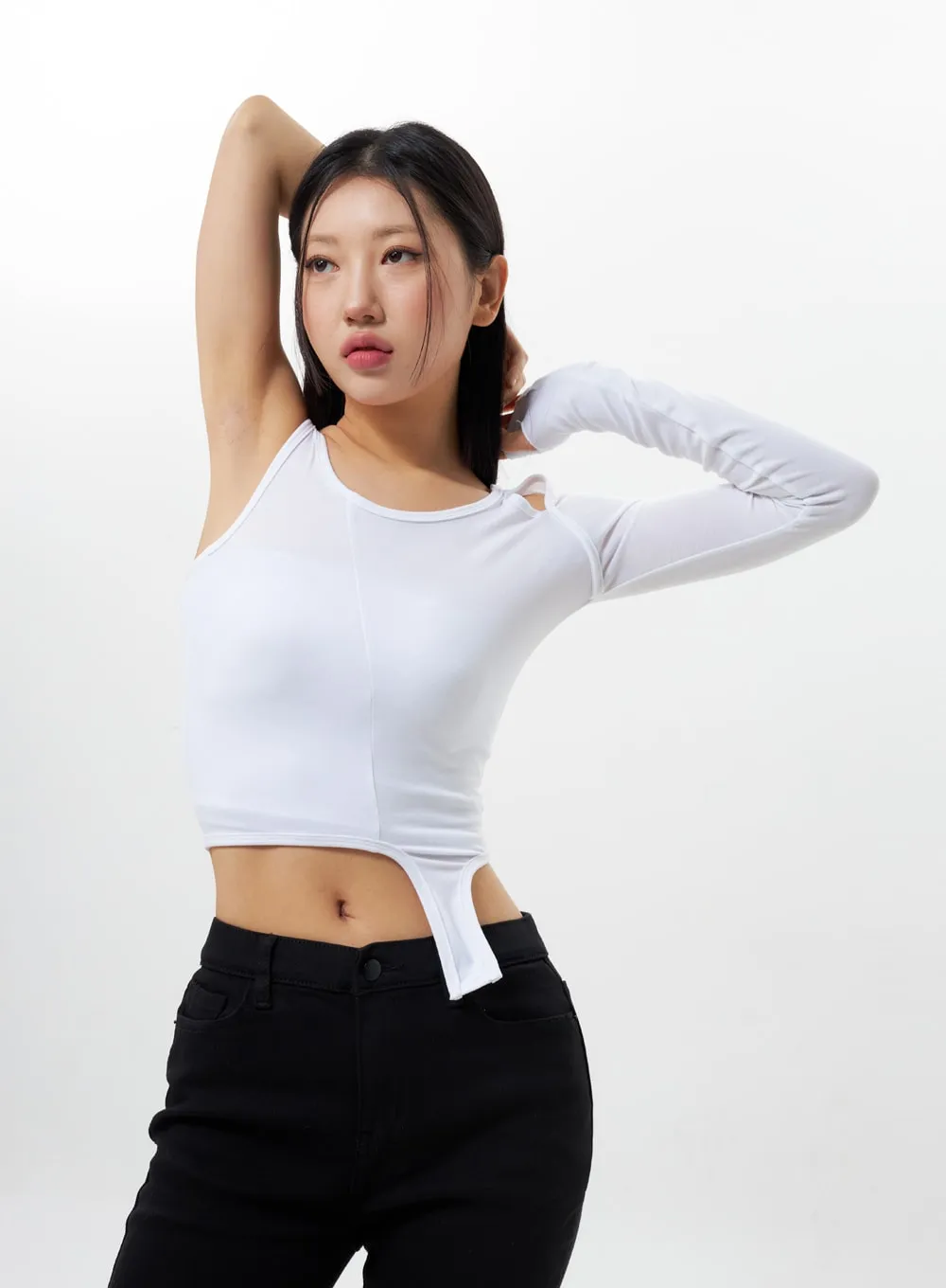 Unbalanced Cut Out Top IY311