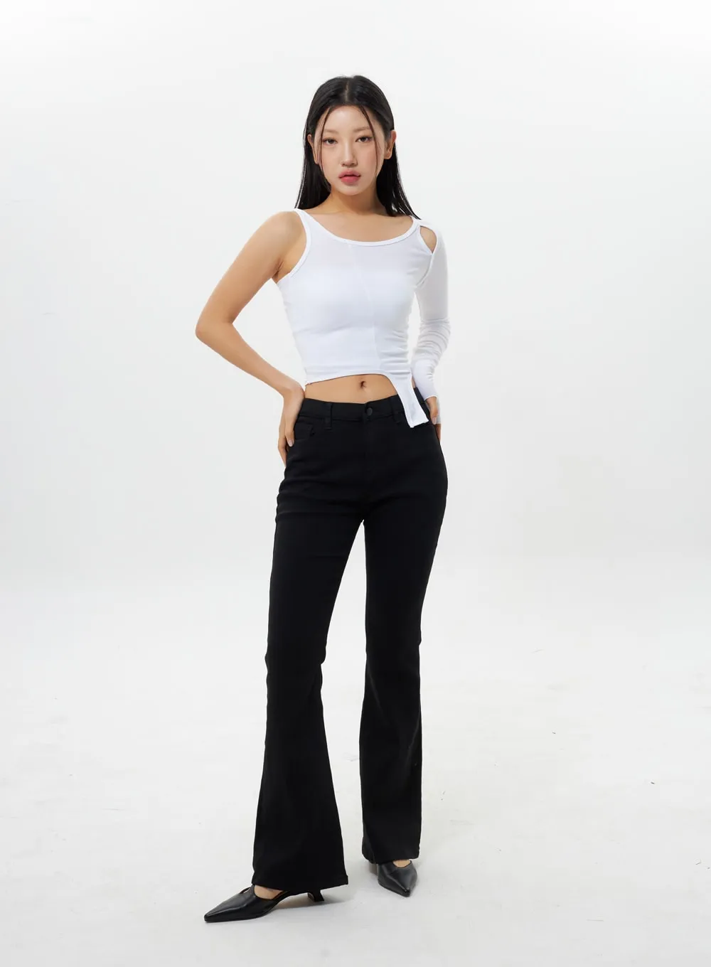 Unbalanced Cut Out Top IY311