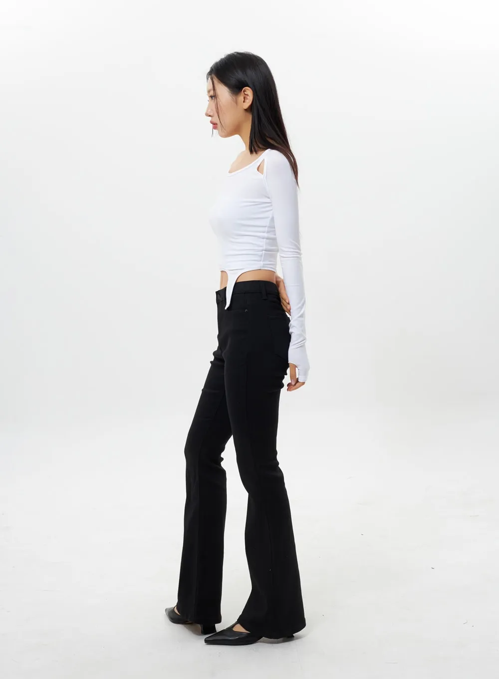 Unbalanced Cut Out Top IY311